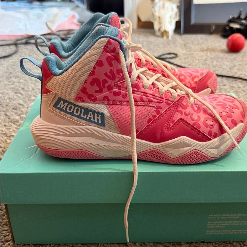 Pink Leopard Print High-Top Sneakers - Picture 2 of 6